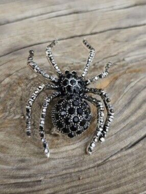 SPIDER BROOCH BLACK RHINESTONE Sparkling Brooch